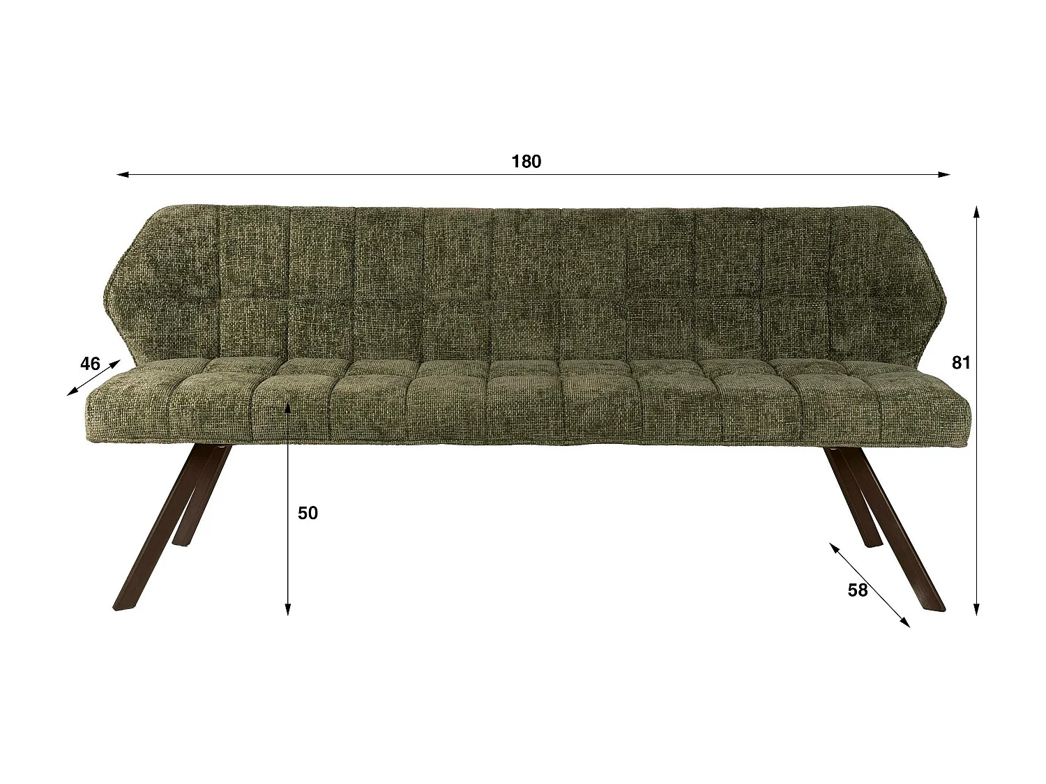 Banc de table vert pieds bronze 180 cm MELBOURNE
