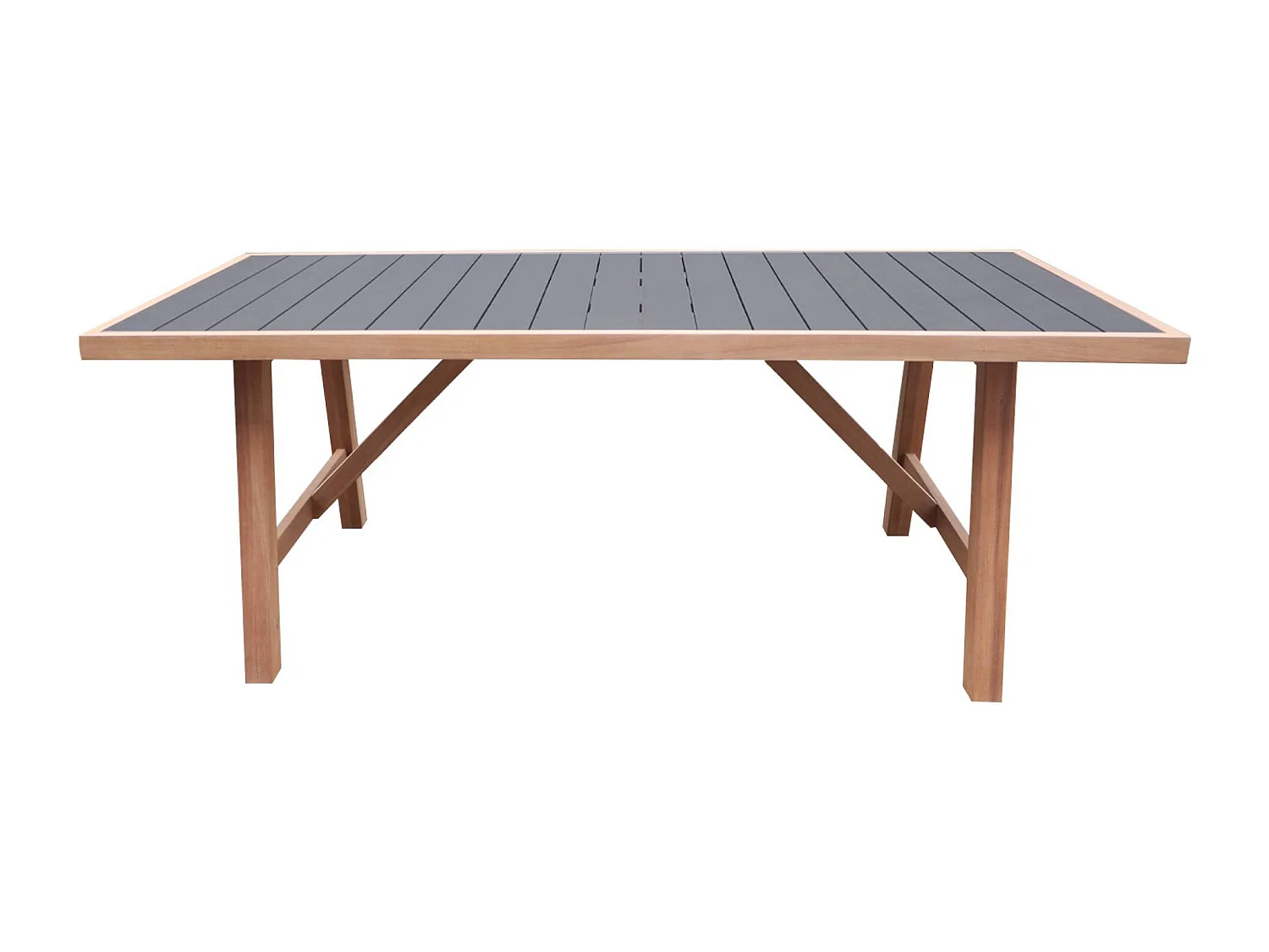 Table de jardin bois d'acacia et aluminium 8 places anthracite - Eldora