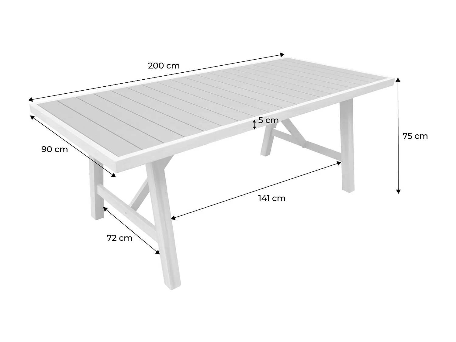 Table de jardin bois d'acacia et aluminium 8 places anthracite - Eldora