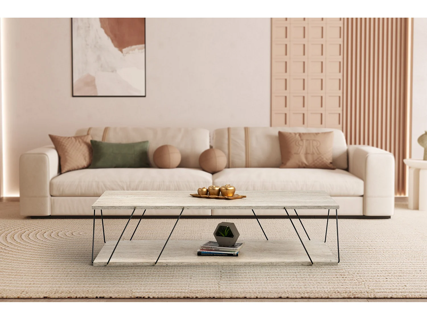 Table basse en bois "Labranda" - 120 x 50 x 30 cm - Noir