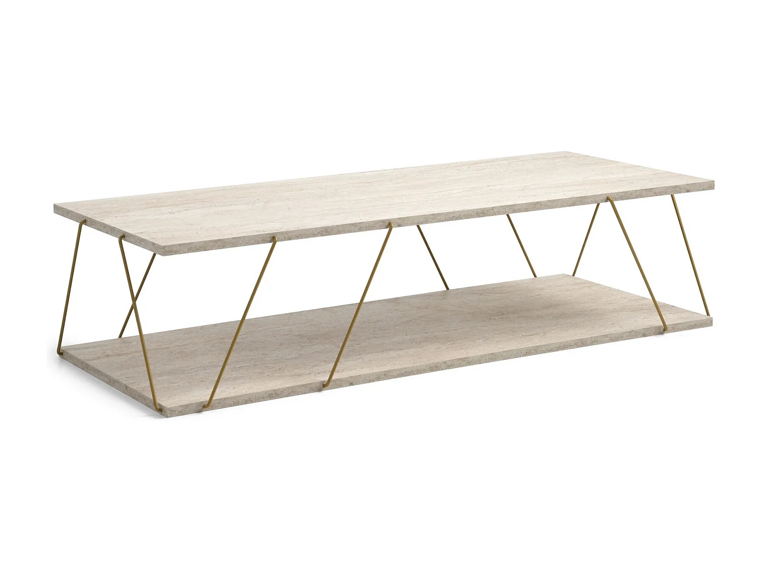 Table basse en bois "Labranda" - 120 x 50 x 30 cm - Or