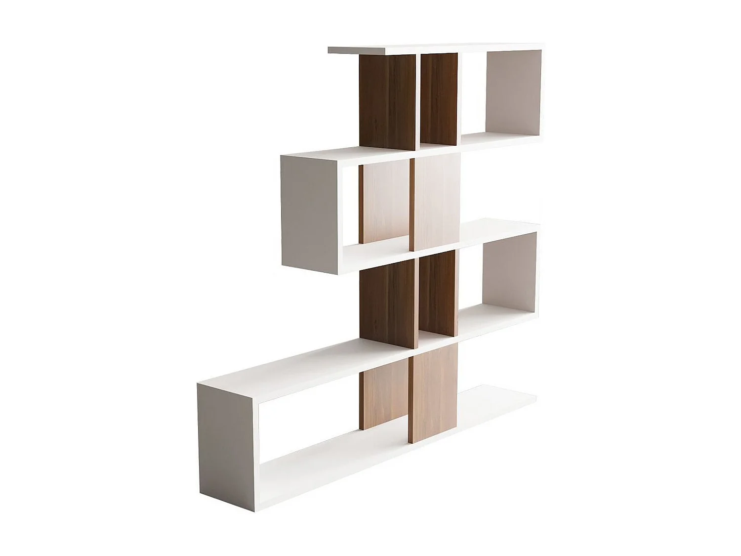 Moderne Witte Houten "Karlin" Asymmetrische Boekenkast - 120 x 20 x 109 cm