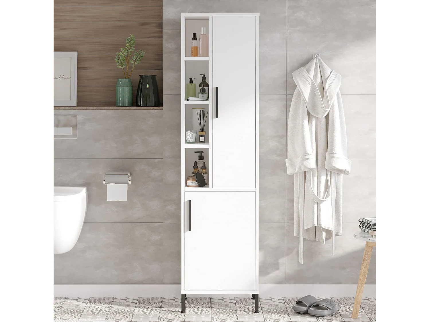 Armadio multifunzionale in legno "Vile" - 45 x 35 x 174 cm - Bianco