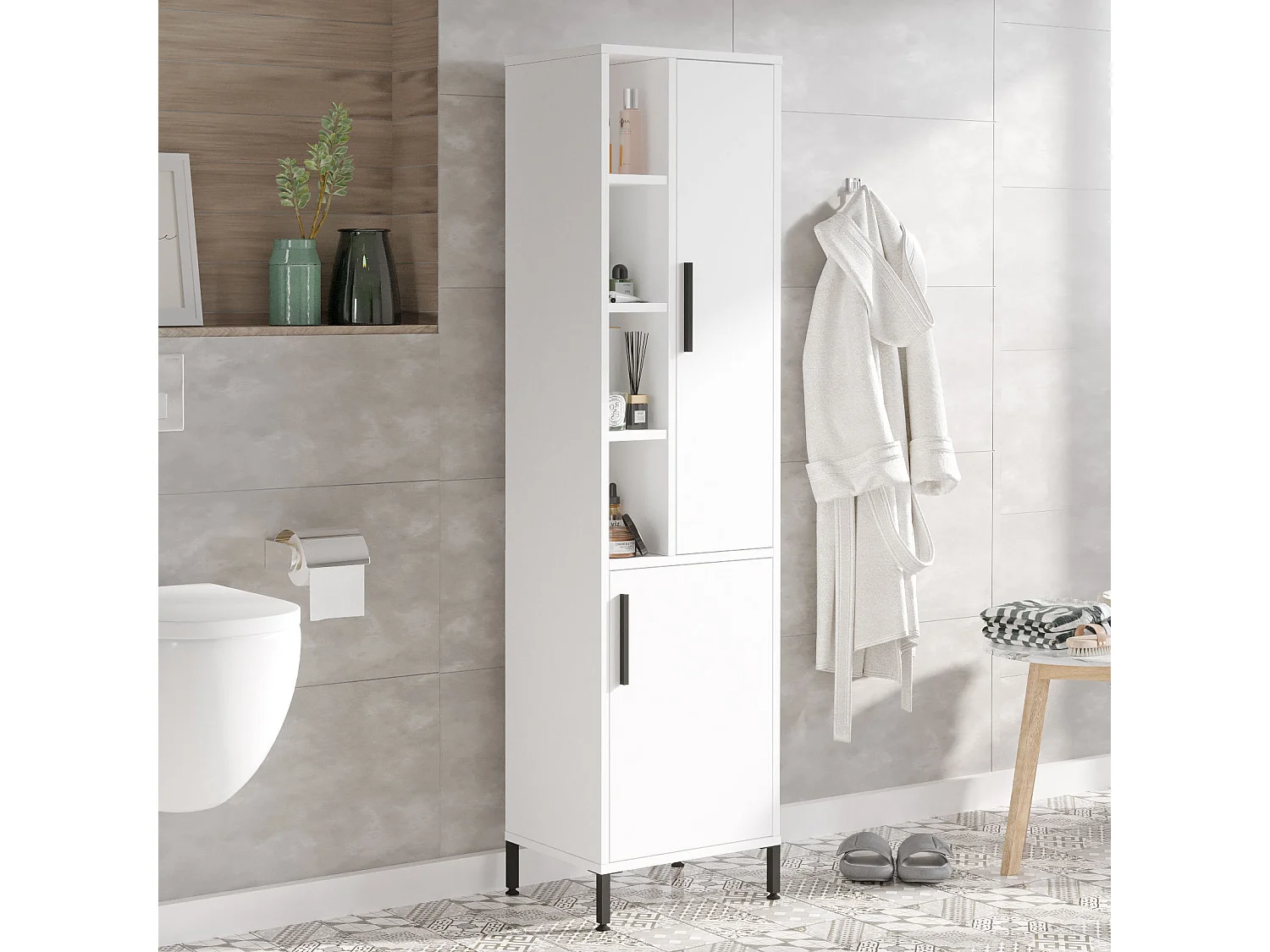 Armadio multifunzionale in legno "Vile" - 45 x 35 x 174 cm - Bianco
