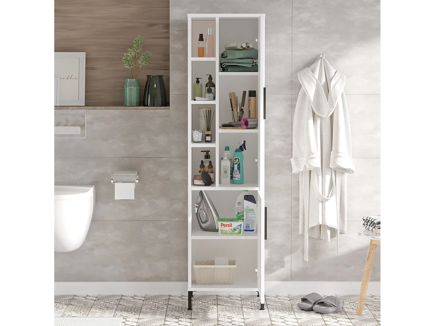 Armadio multifunzionale in legno "Vile" - 45 x 35 x 174 cm - Bianco