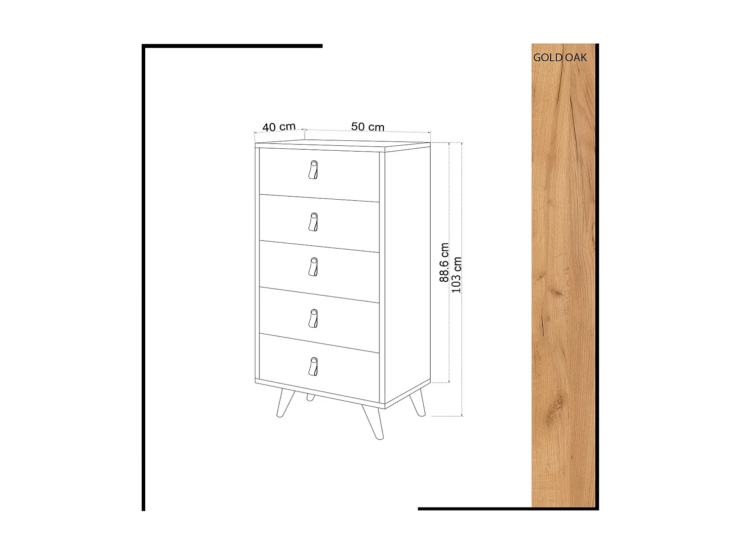 Commode en bois "Frenzu" - 50 x 40 x 103 cm - Blanc