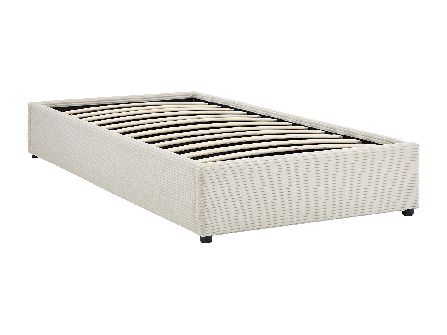 Sommier coffre 90 x 200 cm en velours côtelé - Crème - FIRMEO de YSMÉE
