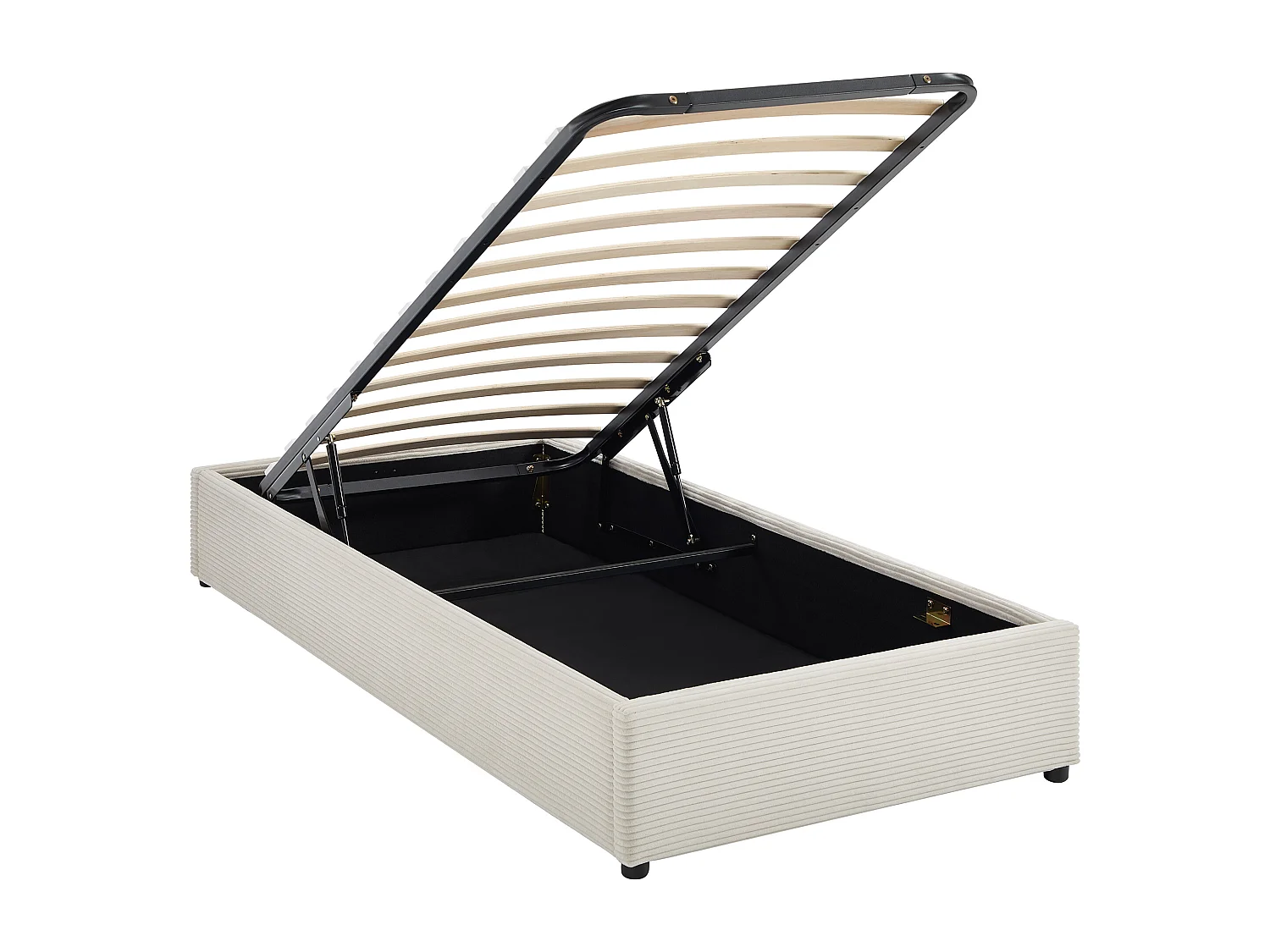 Sommier coffre 90 x 200 cm en velours côtelé - Crème - FIRMEO de YSMÉE