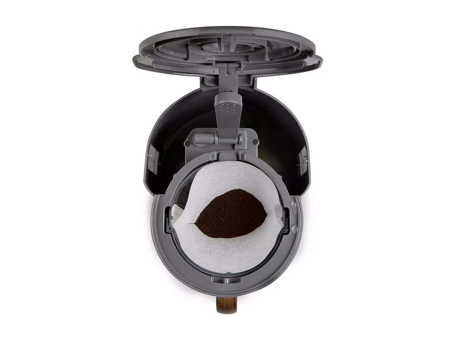 Cafetera de filtro DOMO DO754K 1,25L 10 tazas diseño gris mate y madera, 1000W, jarra de vidrio, apagado automático