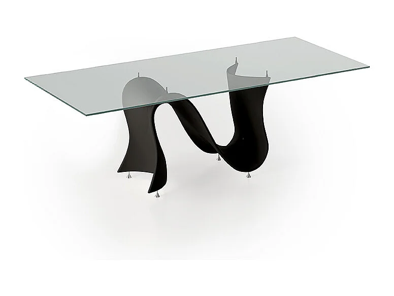 Table à ondulation, verre blanc blanc brillant fixe, verre rectangulaire à bord régulier, verre transparent 200 x 100 épaisseur, 12 mm