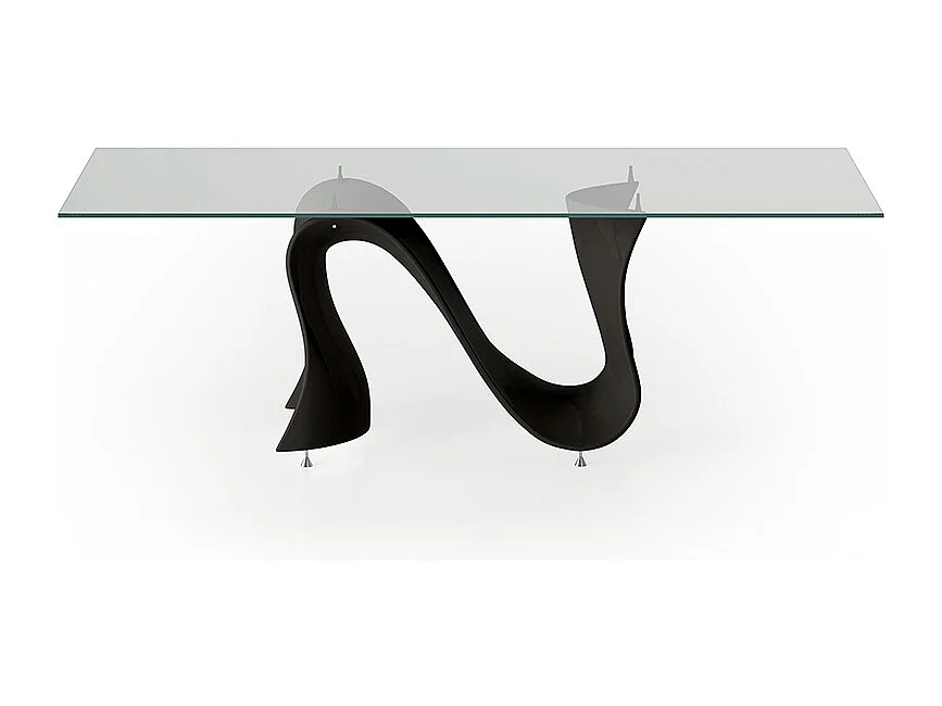 Table à ondulation, verre blanc blanc brillant fixe, verre rectangulaire à bord régulier, verre transparent 200 x 100 épaisseur, 12 mm