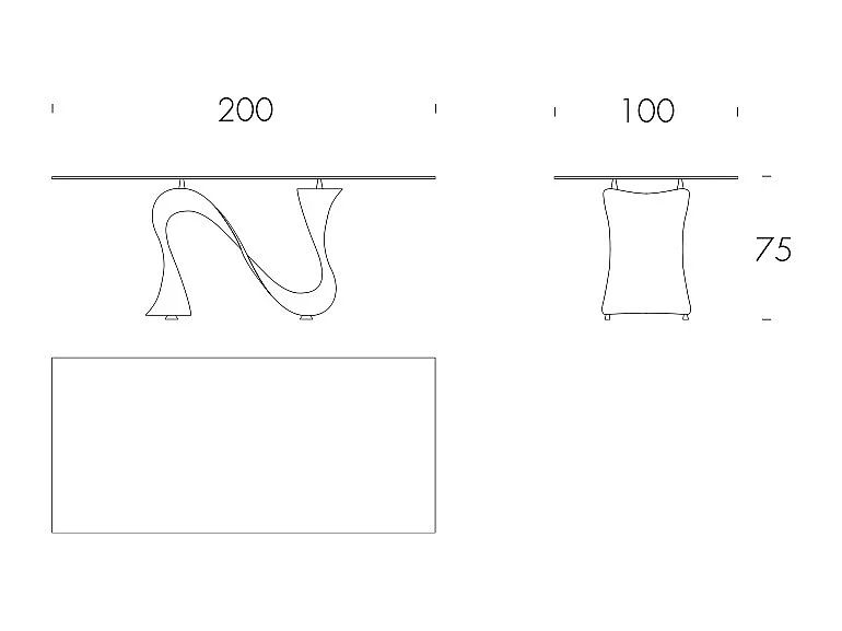 Table à ondulation, verre blanc blanc brillant fixe, verre rectangulaire à bord régulier, verre transparent 200 x 100 épaisseur, 12 mm