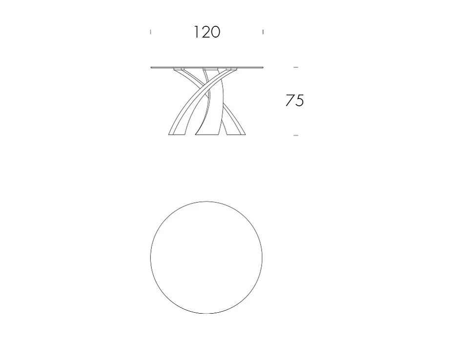 Tavolo Tondo Eliseo Con Base Tricolore (Bianco,Beige,Fango) Piano In Vetro Trasparente Ø 120 Spessore 12Mm