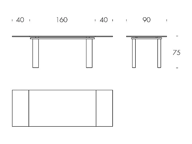 Travertin de table extensible Brooklyn - Base en chêne naturel rail en aluminium peint gris charbon Rectangulaire Rectangle régulier Travertin blanc en grès