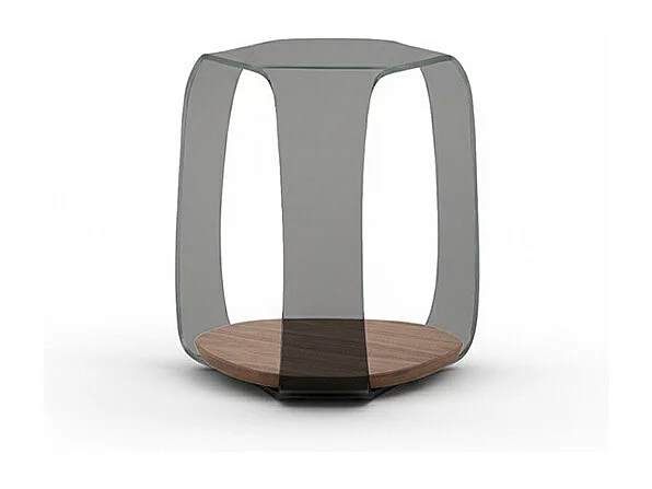 Tavolino Chakra - Vetro Fume, Noce Canaletto