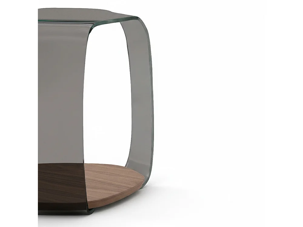 Tavolino Chakra - Vetro Fume, Noce Canaletto