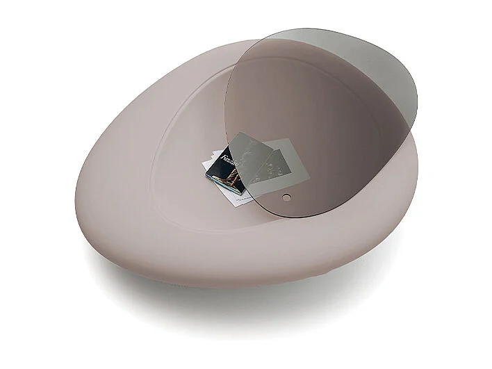 Table basse Kos Structure gris colombe et plateau en verre fumé