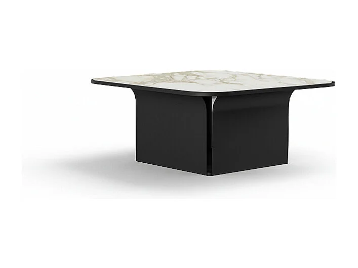 Bloom salontafel matte witte structuur Matt Creme porselein steengoed bovenblad 81 x 81 H. 37