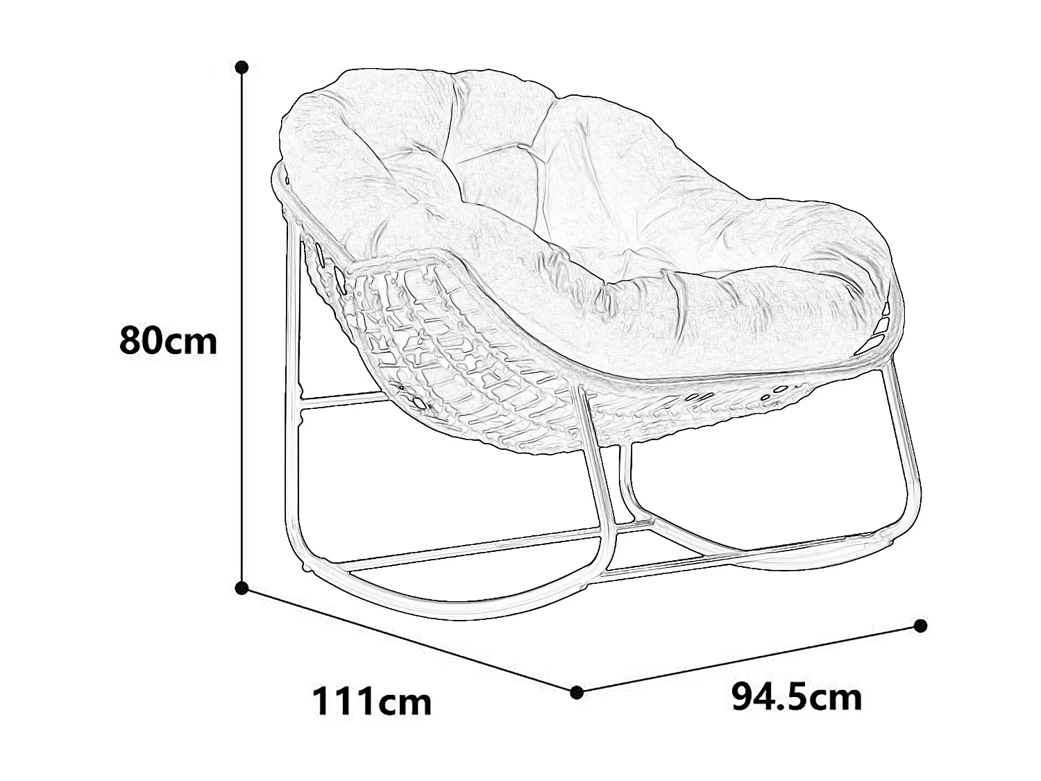 Fauteuil à bascule extérieur blanc, grand fauteuil œuf en osier pour jardin, avec coussin épais, moderne salon de détente