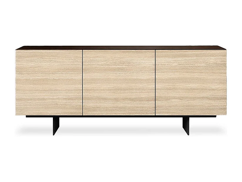 Base de 3 portes du buffet Ophelia en travertin gris charbon et beige