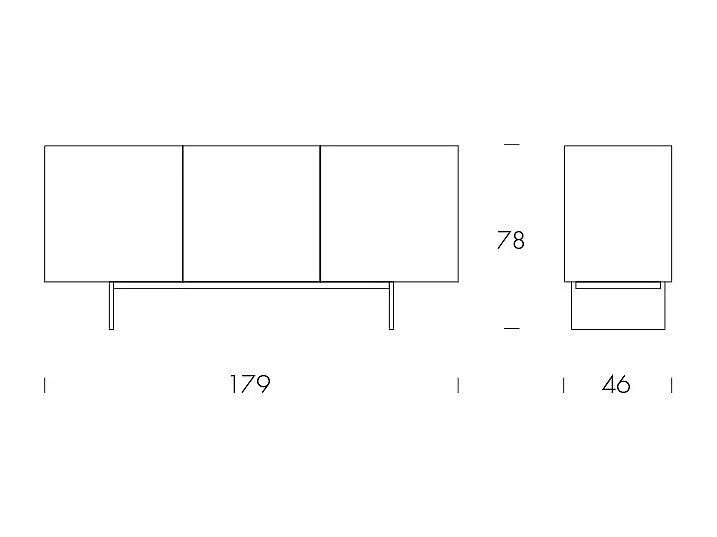 Base de 3 portes du buffet Ophelia en travertin gris charbon et beige
