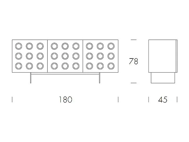 Buffet en pierre 3 portes avec base gris charbon et portes miroir bronzées