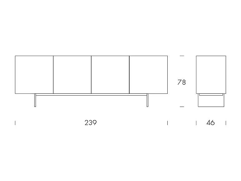 Base de buffet Ophelia à 4 portes en travertin gris charbon et blanc