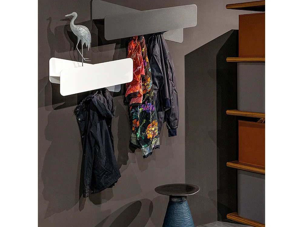Papillon Shelf - Houtskoolgrijze structuur, 90 x 20 H.32 cm T6414-Papillon Plank en Mantelhanger, koolstofgrijze structuur, 90 x 20 x 32