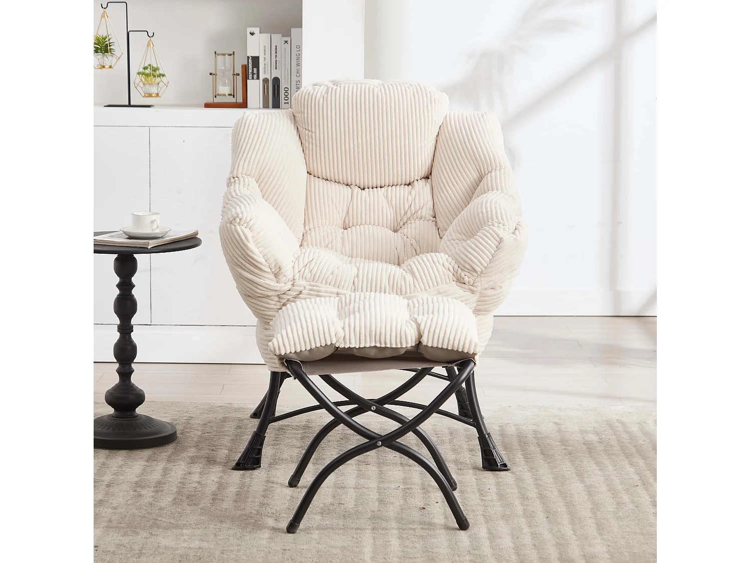 Fauteuil Lounge Moderne avec Accoudoirs et Poche Latérale, Fauteuil de Salon Rembourré,Fauteuil d’Angle