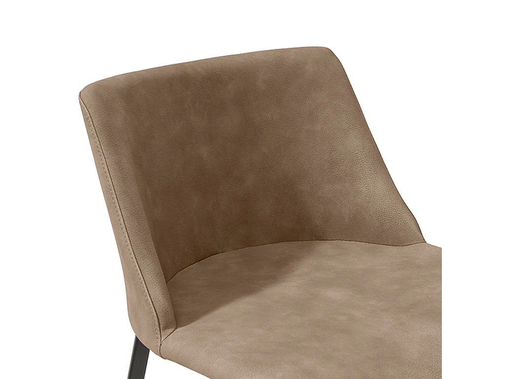 Tabouret en agata avec base gris charbon et tissu en cuir éco crème