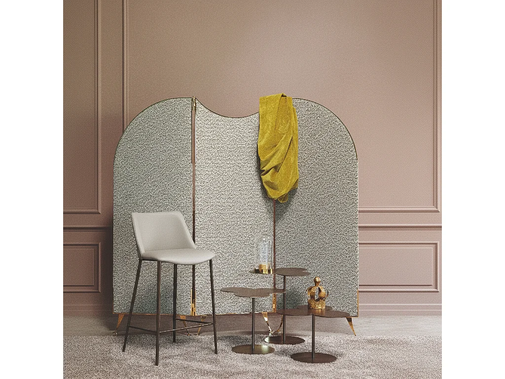 Tabouret en agate avec base gris charbon et tissu en cuir éco gris mouette