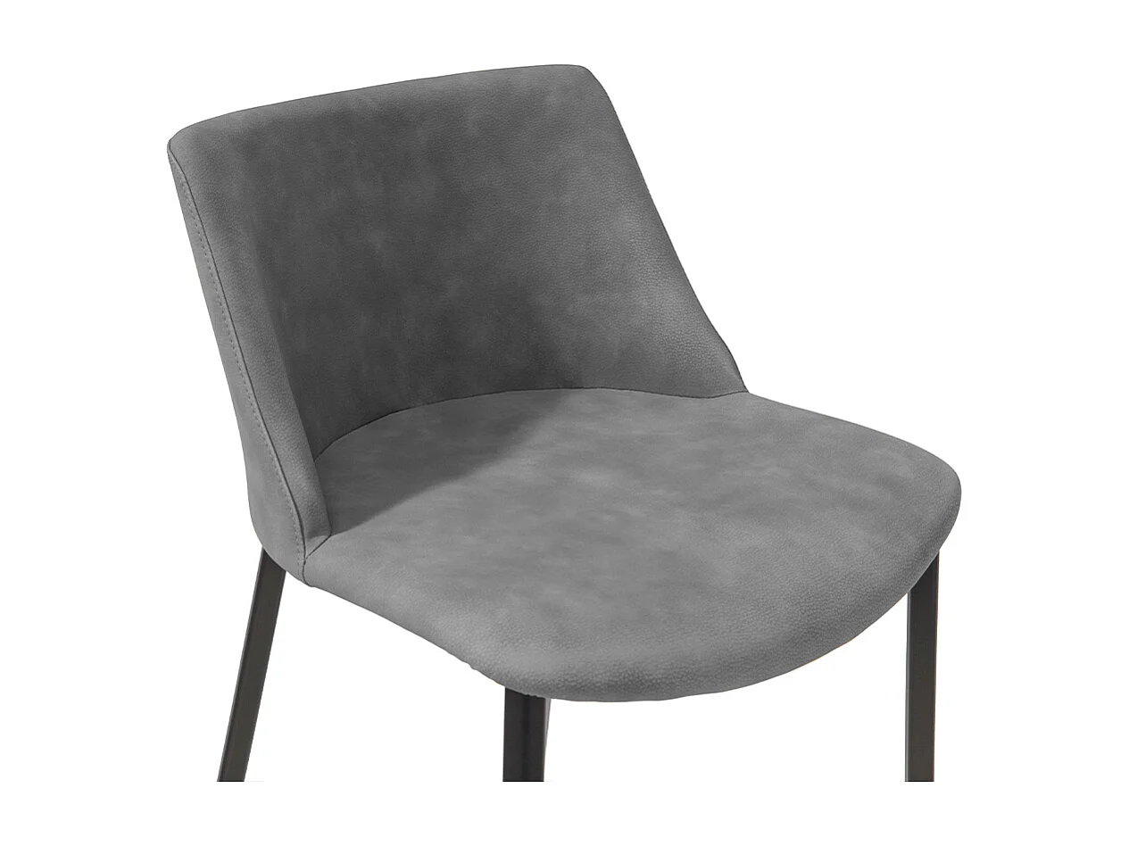 Tabouret en agate avec base gris charbon et tissu en cuir éco gris mouette