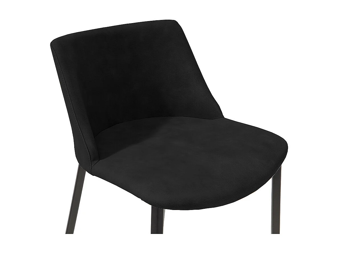 Tabouret Agata avec base gris charbon et tissu éco-cuir noir