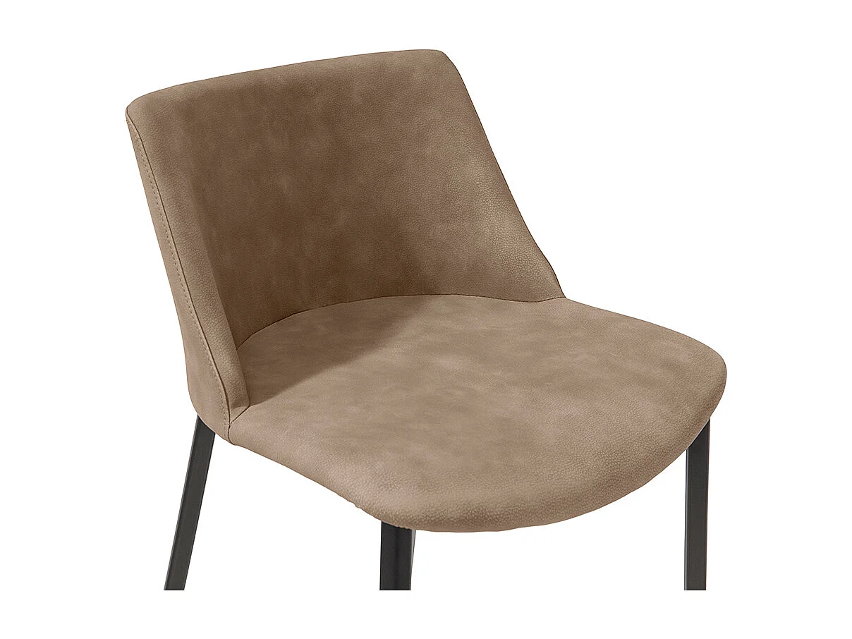 Tabouret en agata avec base gris charbon et tissu en cuir éco crème