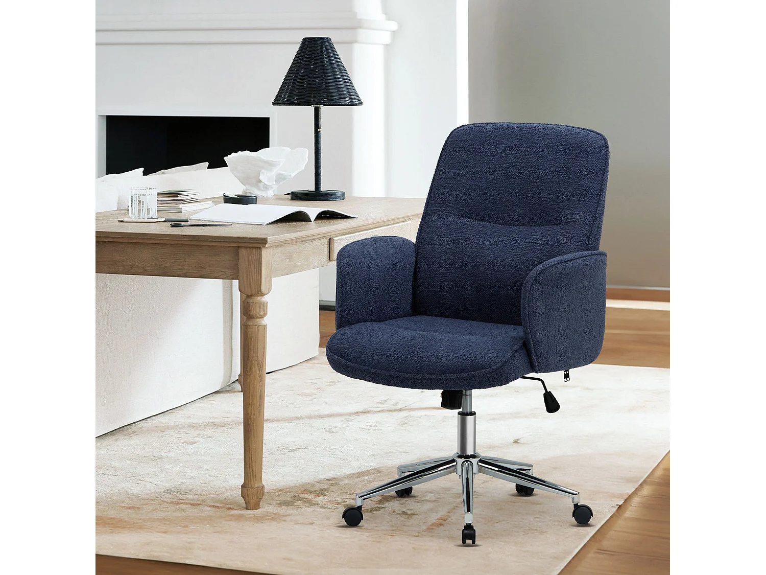 Ergonomische bureaustoel met hoog schelpvormig rugleuning, verstelbare hoogte - Blauw