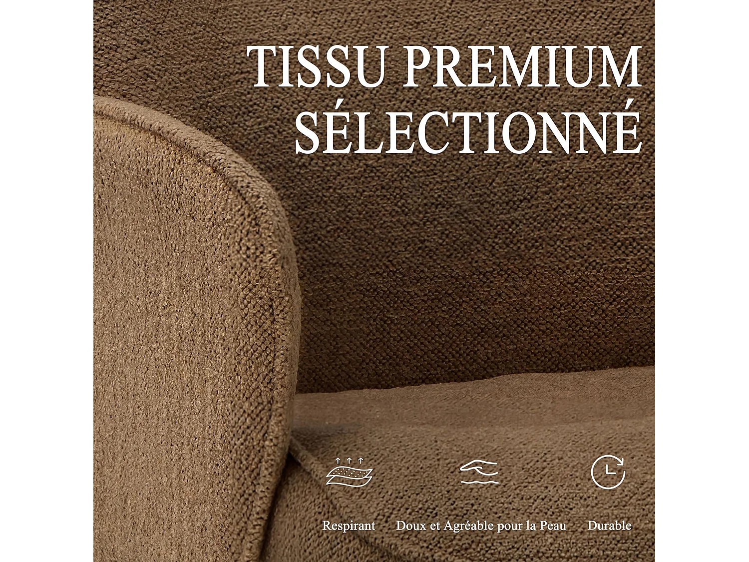 Ergonomische bureaustoel met hoog schelpvormig rugleuning, verstelbare hoogte - Bruin