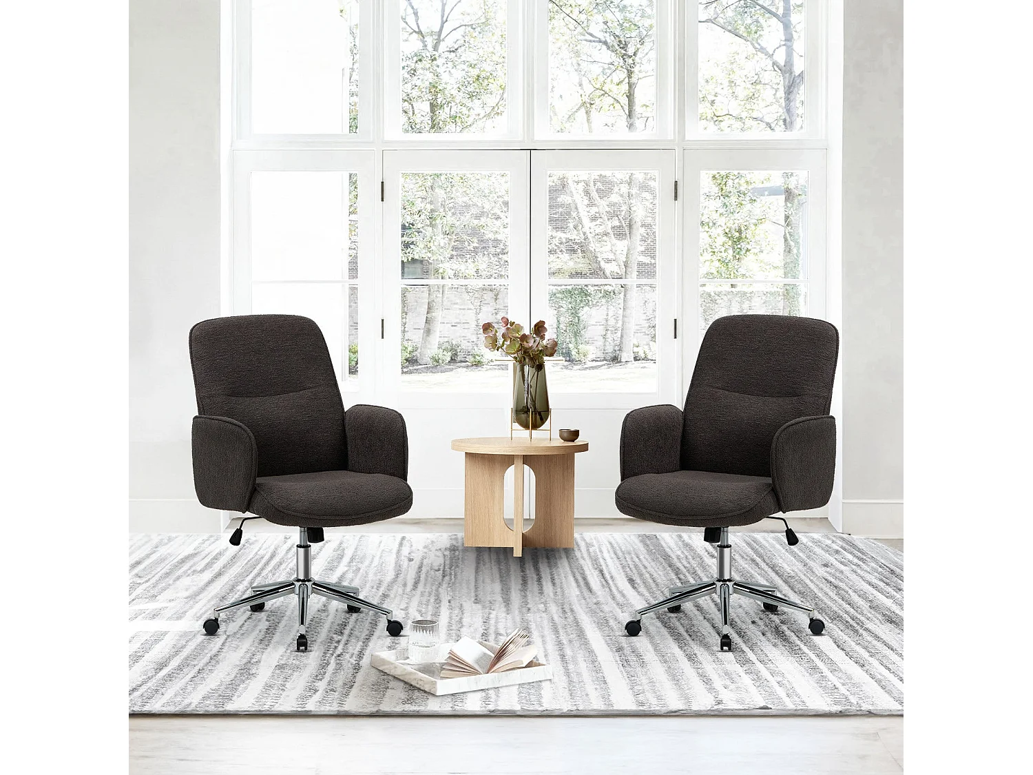 Ergonomische bureaustoel met hoog schelpvormig rugleuning, verstelbare hoogte - Grijs