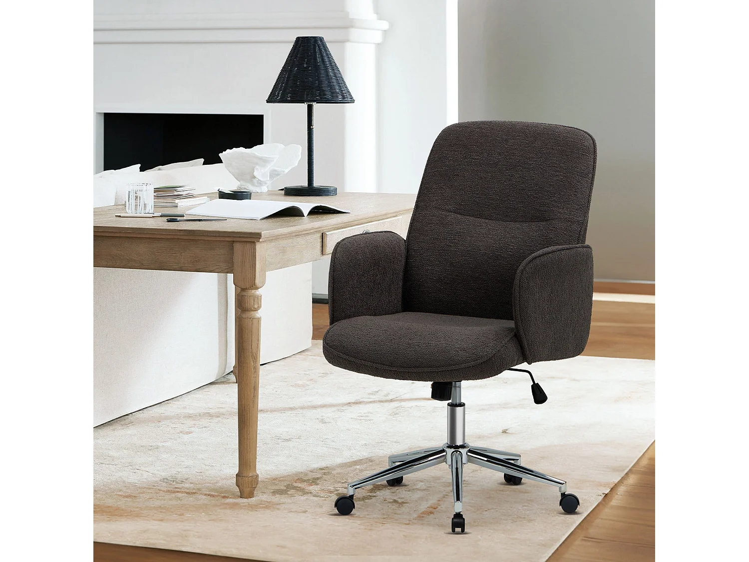 Ergonomische bureaustoel met hoog schelpvormig rugleuning, verstelbare hoogte - Grijs