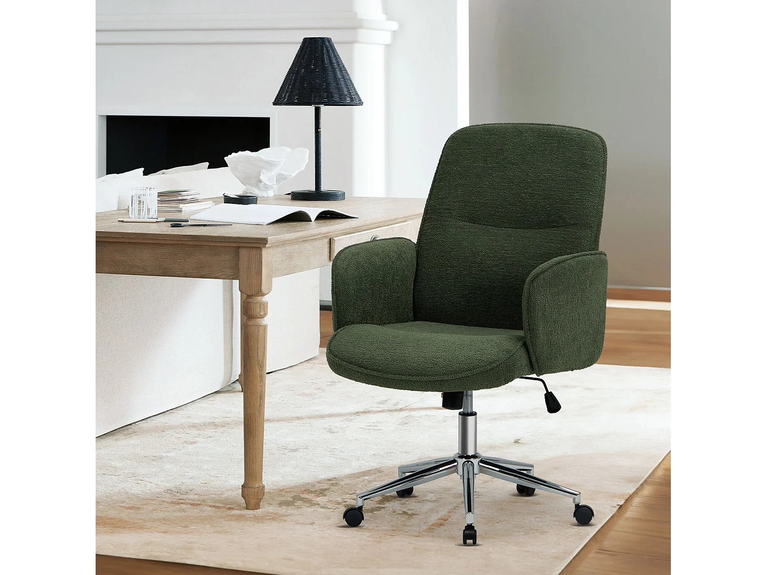 Ergonomische bureaustoel met hoog schelpvormig rugleuning, verstelbare hoogte - Groen