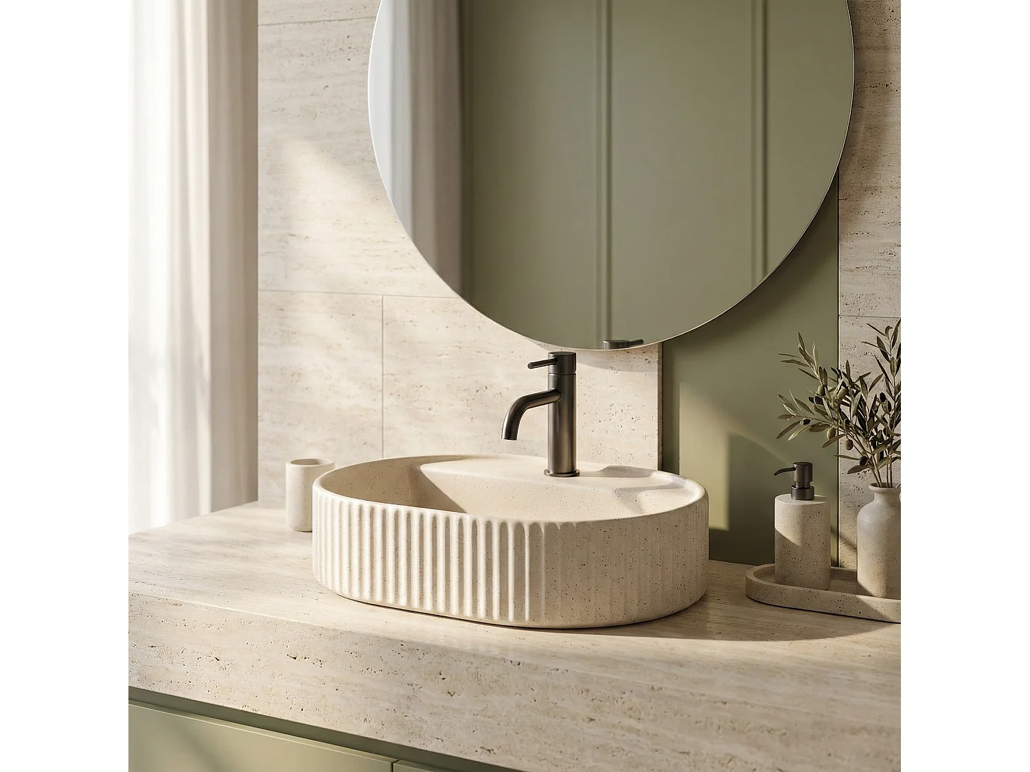 Opzetwastafel Rea Marcela 50 Vanilla Beige