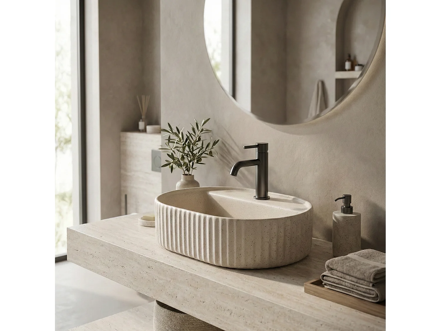 Opzetwastafel Rea Marcela 50 Vanilla Beige