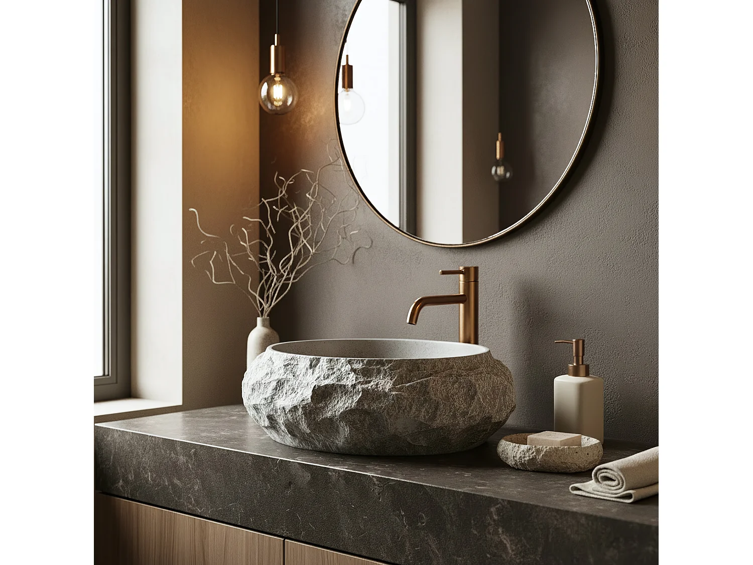 Vasque À Poser Rea Mika Gabro Grey