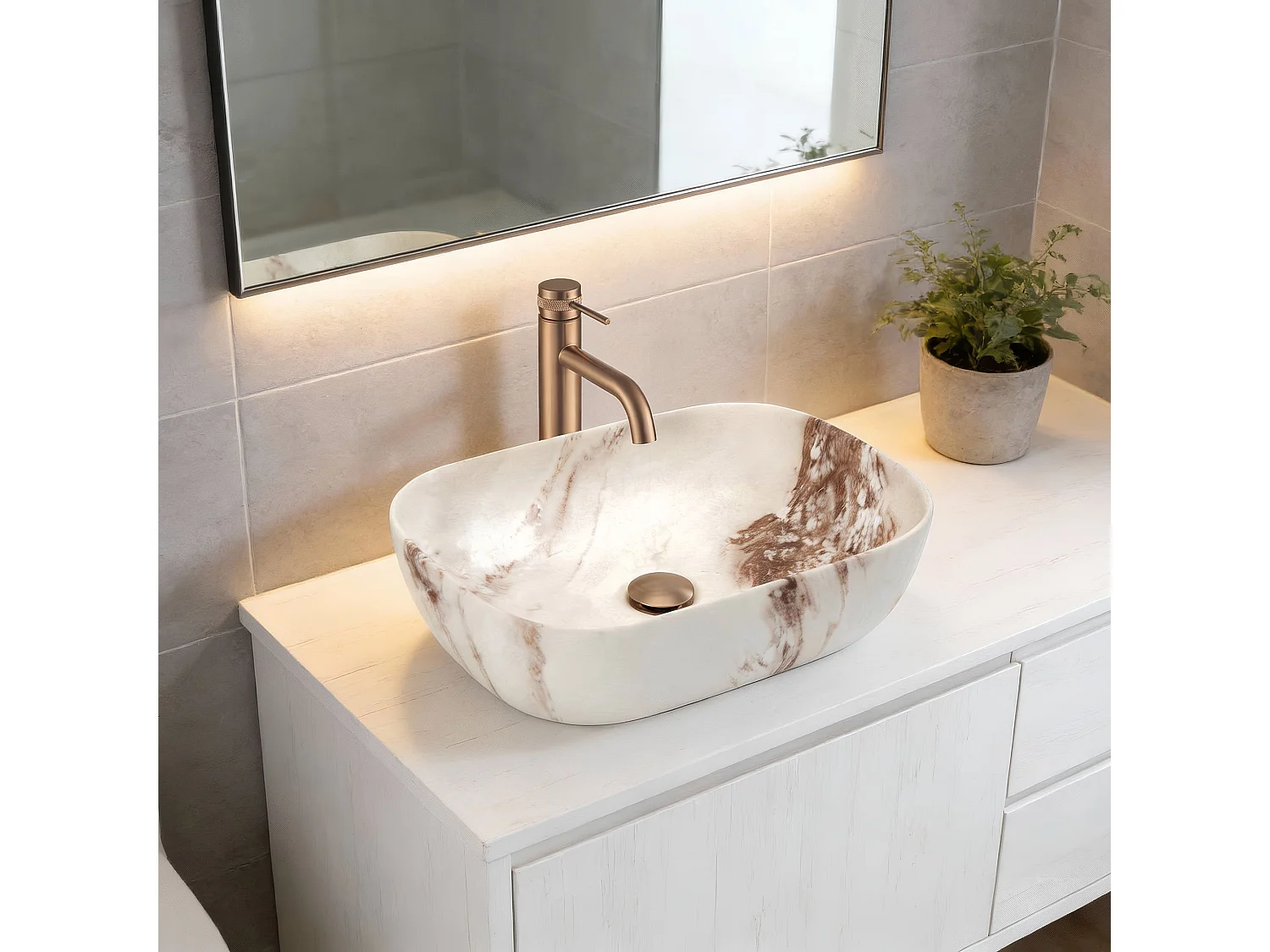 Vasque À Poser Rea Belinda Marrone Matt Beige