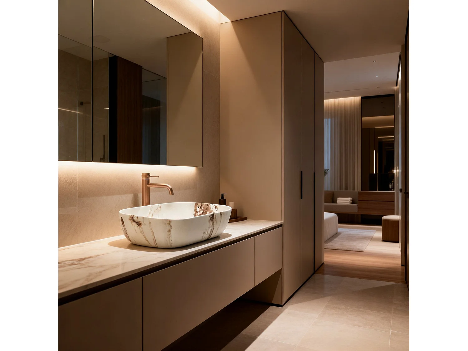 Vasque À Poser Rea Belinda Marrone Matt Beige