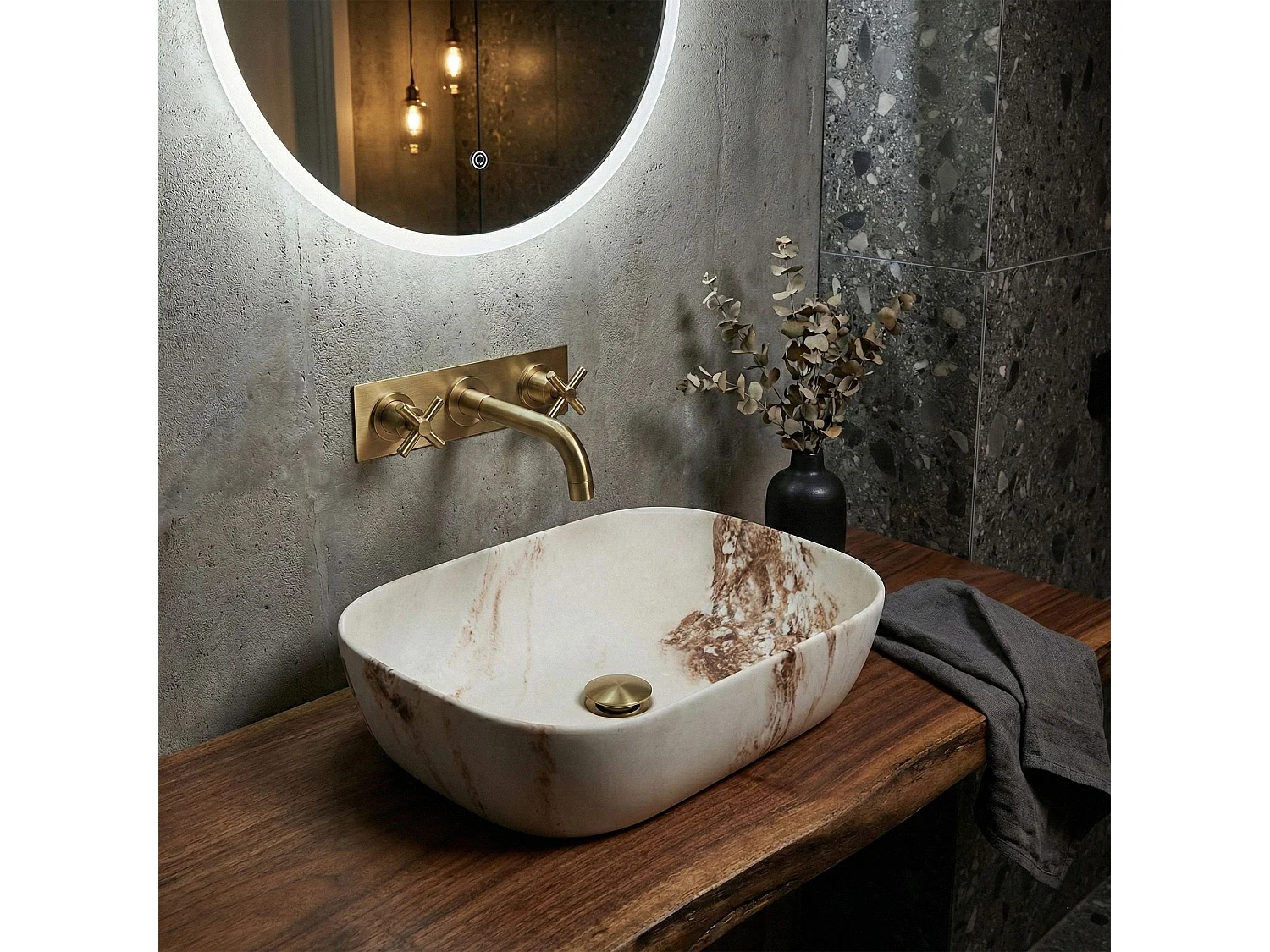 Vasque À Poser Rea Belinda Marrone Matt Beige