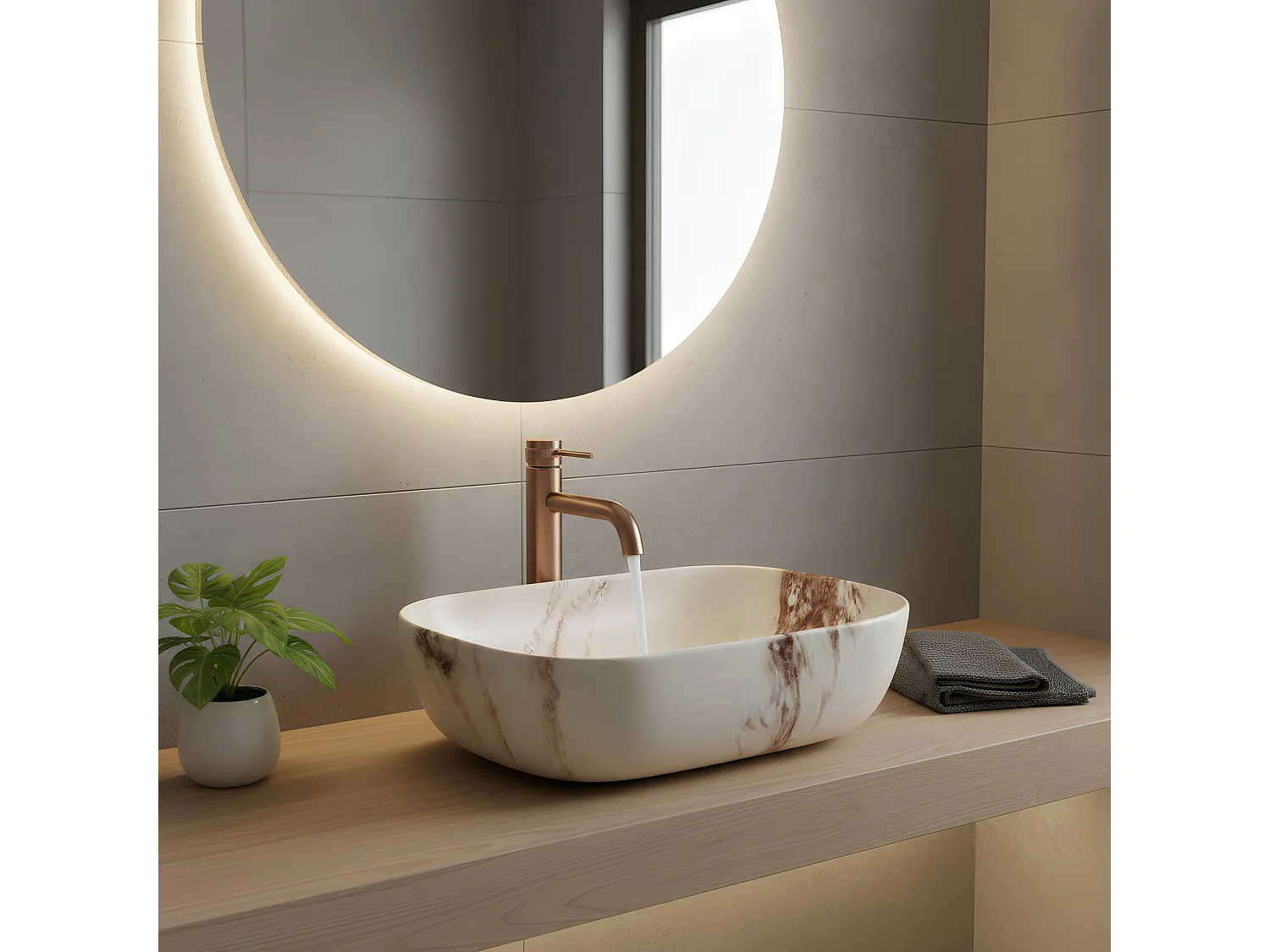 Vasque À Poser Rea Belinda Marrone Matt Beige