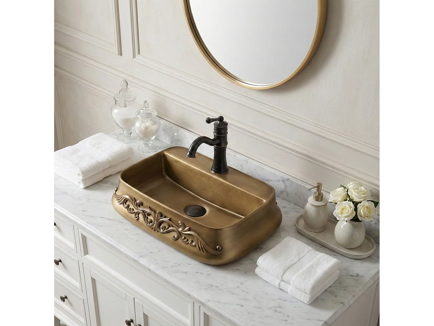 Vasque À Poser Rea Castel Copper, Antique Bronze