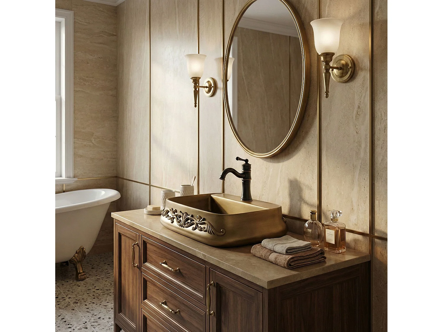 Vasque À Poser Rea Castel Copper, Antique Bronze