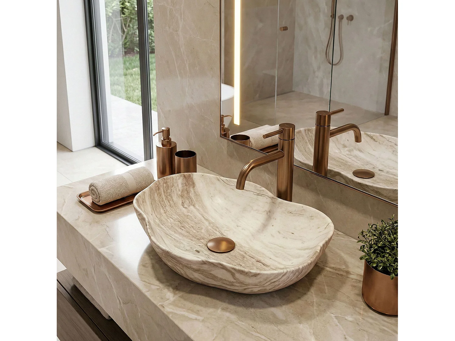 Opzetwastafel Rea Pearn Saturn Beige