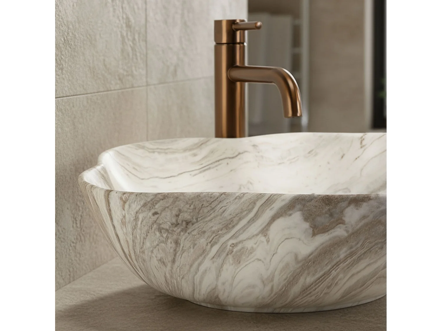 Opzetwastafel Rea Pearn Saturn Beige